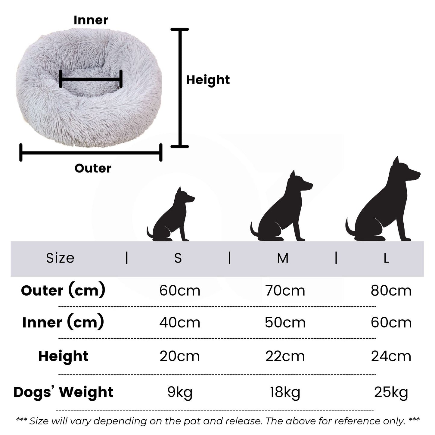 Floofi - Pet Bed 70cm - Light Grey