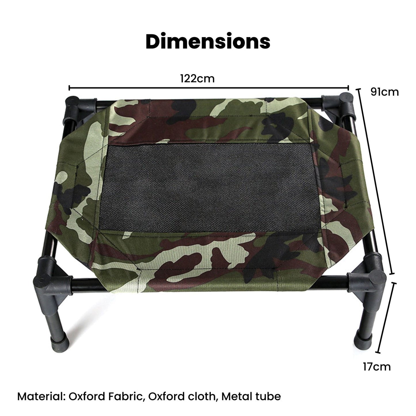 Floofi - Elevated Camping Pet Bed - Extra Large Army