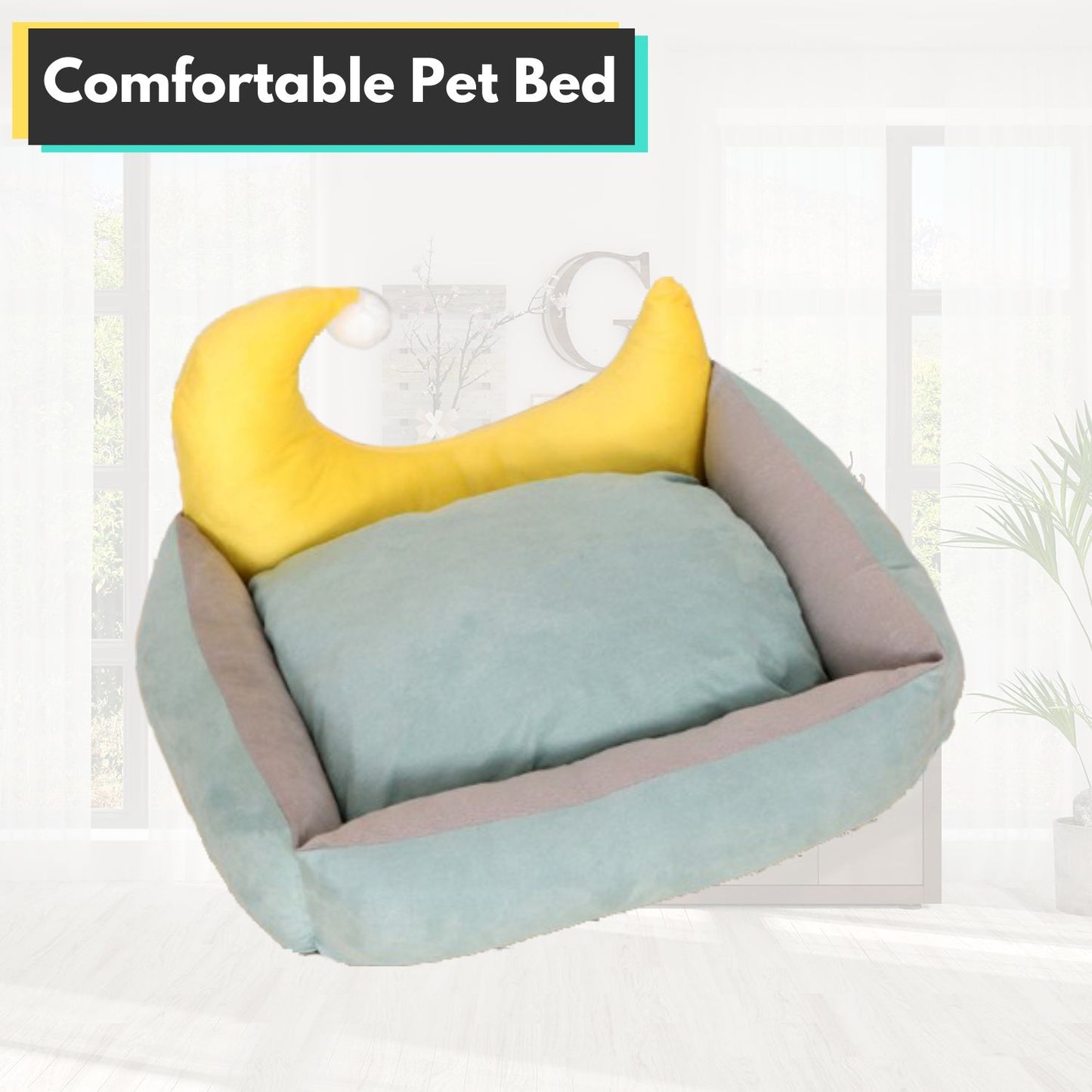 Floofi - Pet Bed Moon Design - L Green