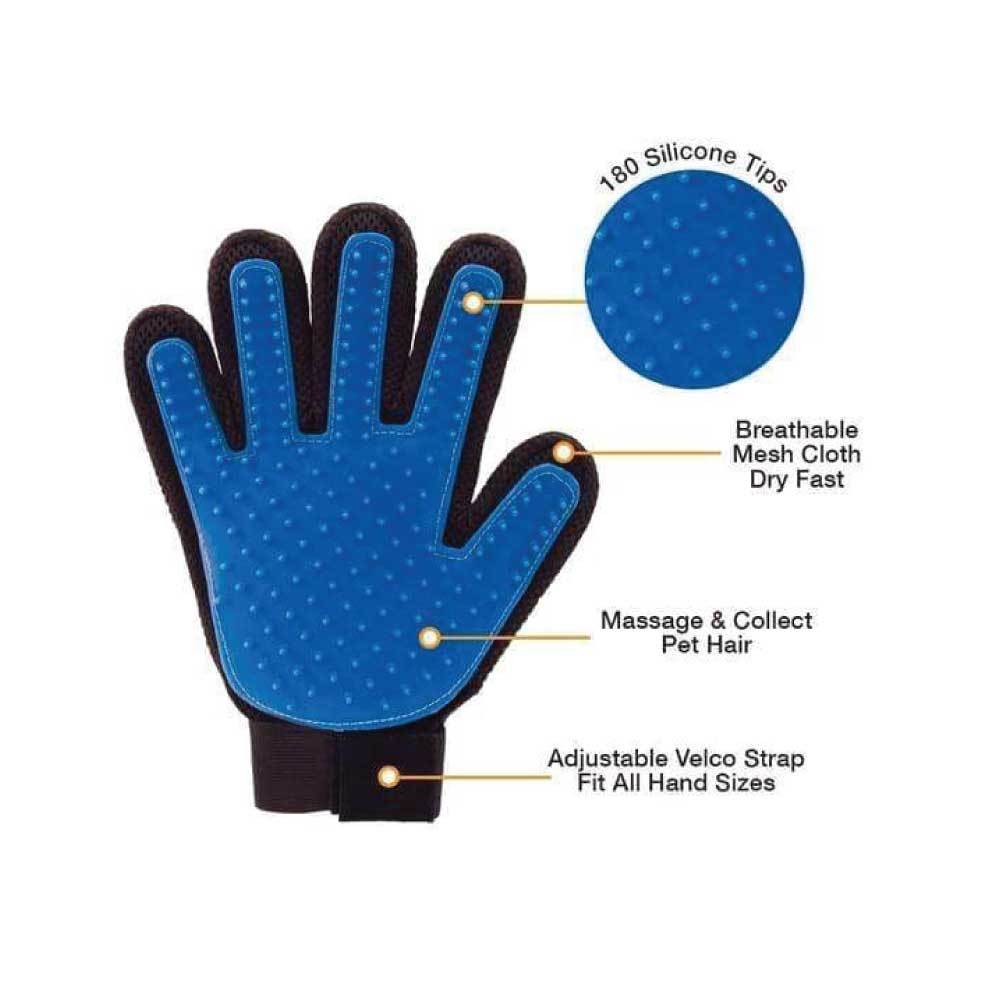 2-in-1 Pet Deshedding and Massage Glove - Dog or Cat Hair Grooming Right Hand Mitt