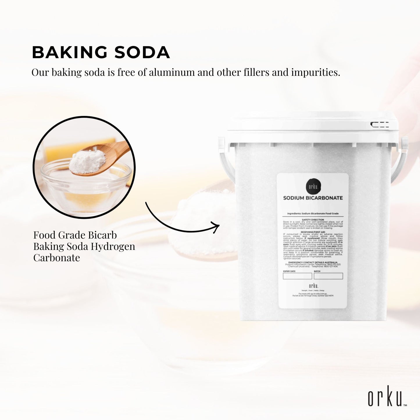 1.3Kg Sodium Bicarbonate Tub - Food Grade Baking Soda for Cooking, Cleaning, and Personal Care