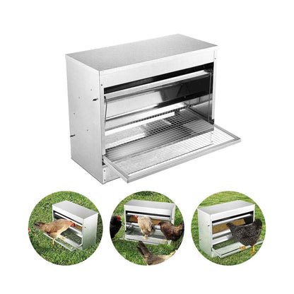 10kg Automatic Chook Feeder – Galvanised Steel Treadle Chicken Feeder for Poultry Coop