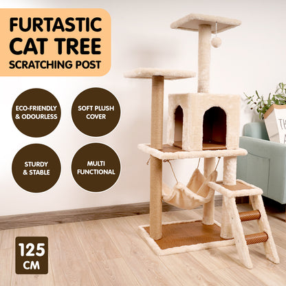 Furtastic - 125cm Cat Tree Scratching Post - Beige