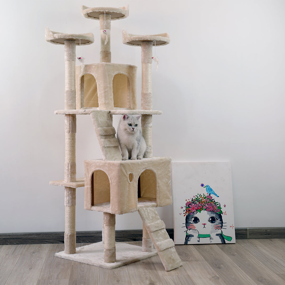 Furtastic - 170cm Cat Tree Scratching Post - Beige