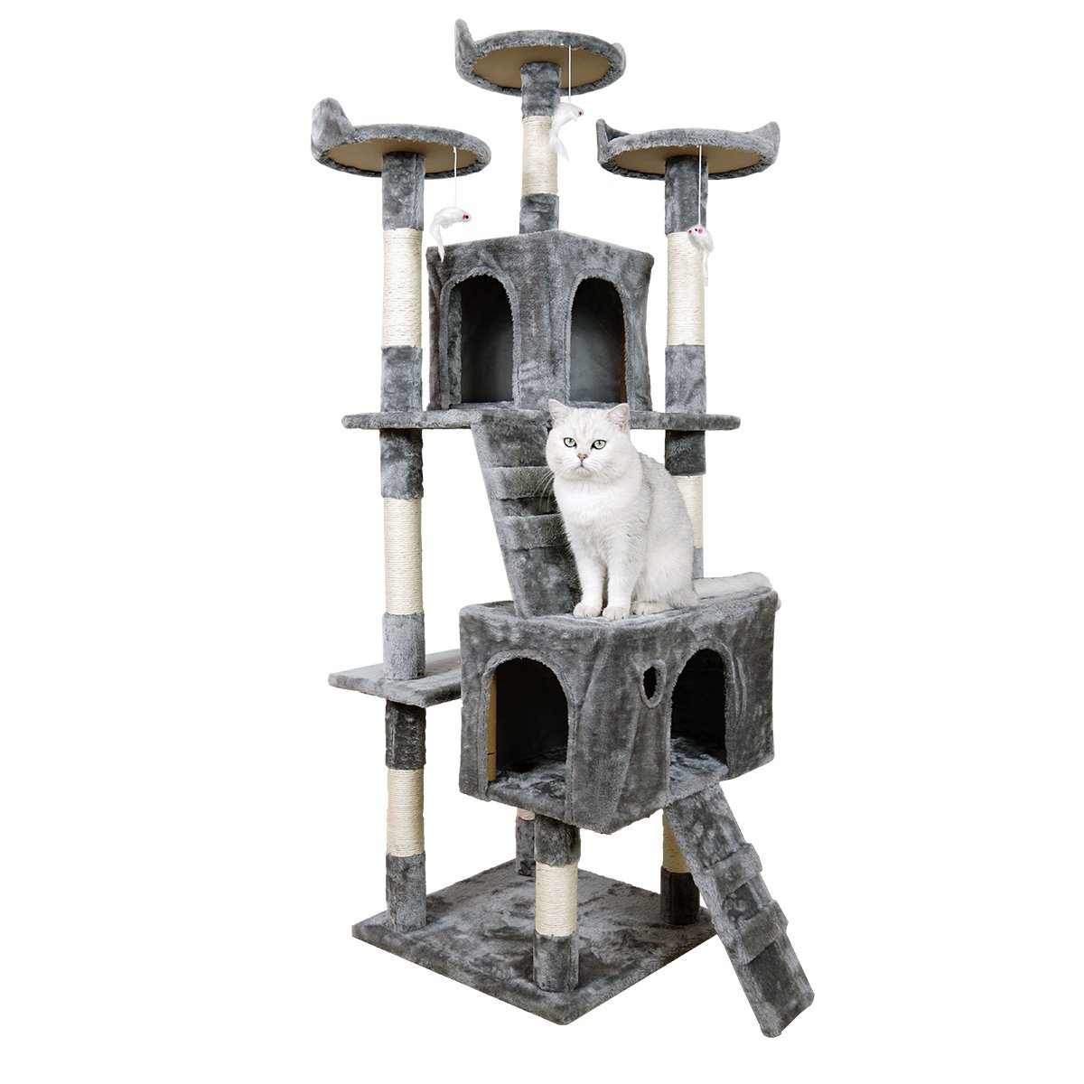 Furtastic - 170cm Cat Tree Scratching Post - Silver Grey