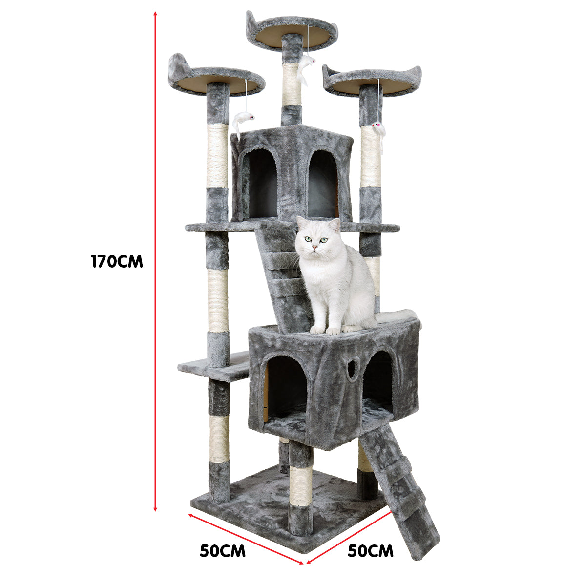 Furtastic - 170cm Cat Tree Scratching Post - Silver Grey