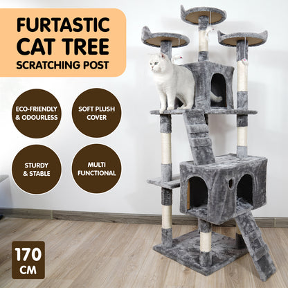 Furtastic - 170cm Cat Tree Scratching Post - Silver Grey