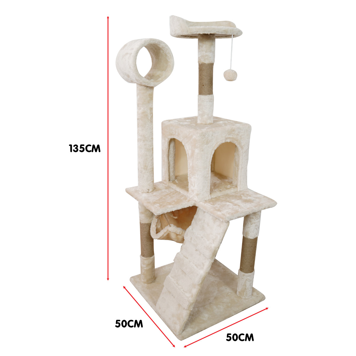 Furtastic - 135cm Cat Tree Scratching Post - Beige