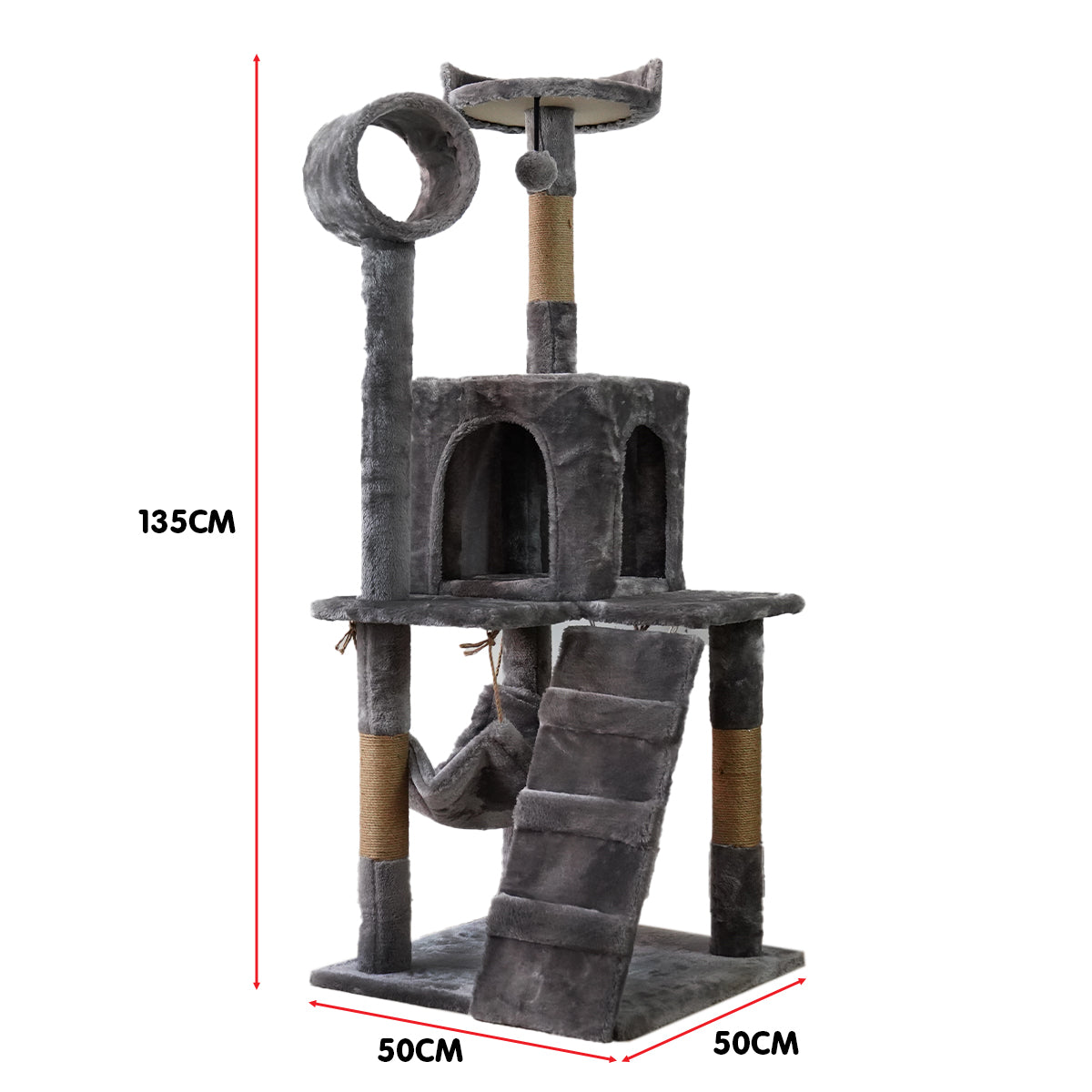 Furtastic - 135cm Cat Tree Scratching Post - Dark Grey