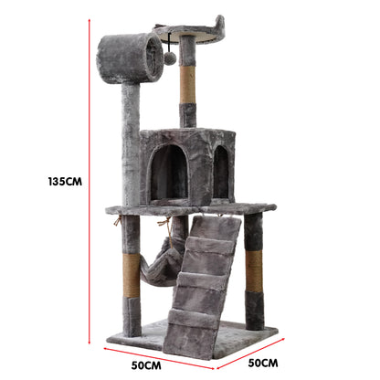 Furtastic - 135cm Cat Tree Scratching Post - Silver Grey