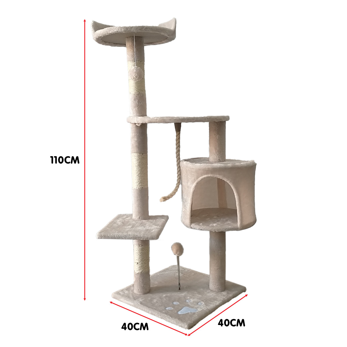 Furtastic - 110cm Cat Tree Scratching Post - Beige