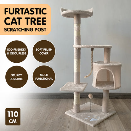 Furtastic - 110cm Cat Tree Scratching Post - Beige