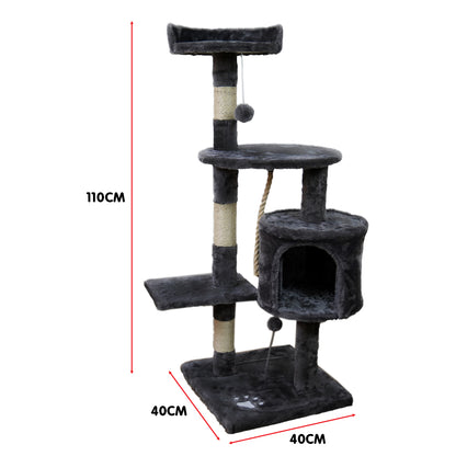 Furtastic - 110cm Cat Tree Scratching Post - Dark Grey