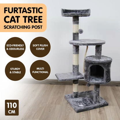 Furtastic - 110cm Cat Tree Scratching Post - Silver Grey