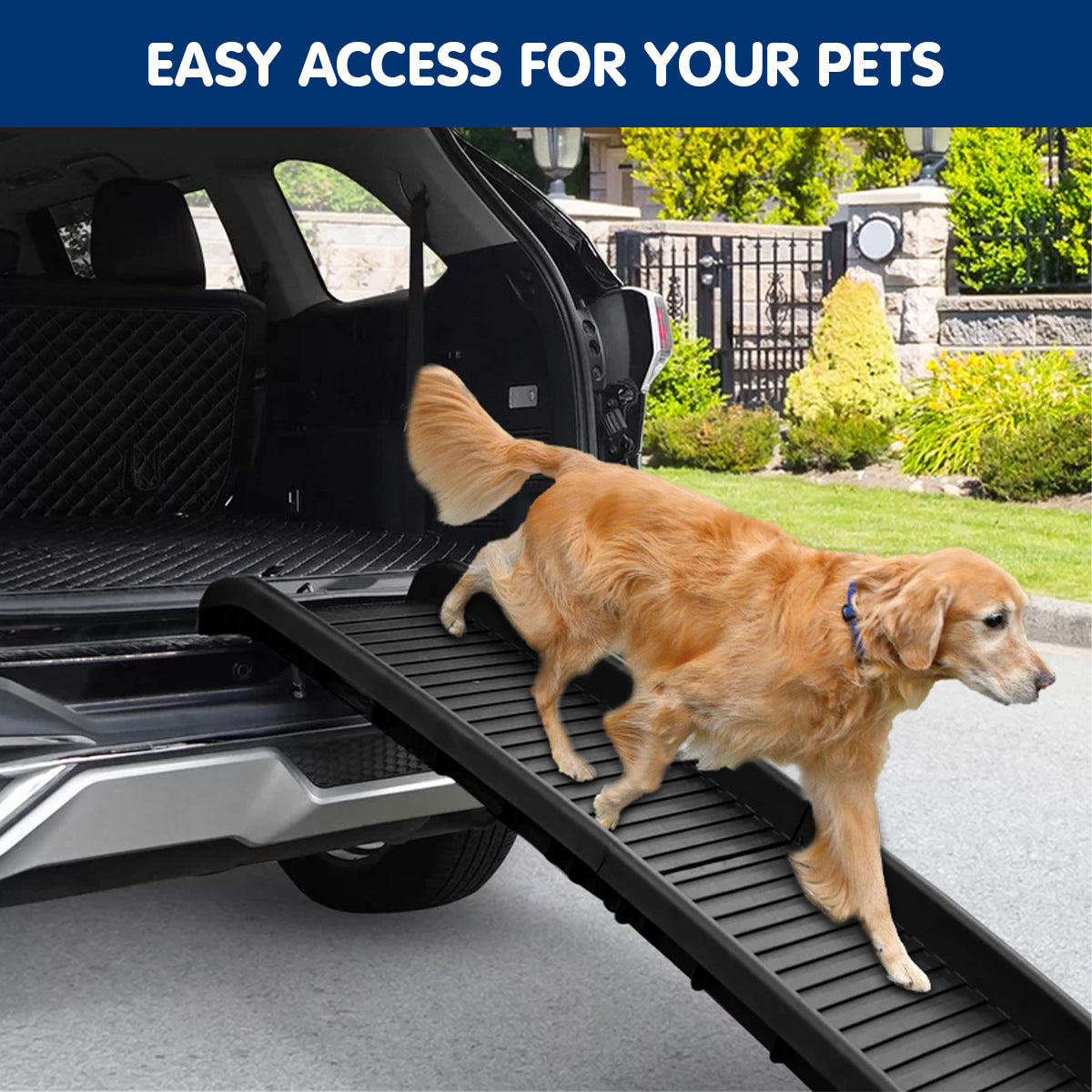 Furtastic - Foldable Car Dog Ramp Vehicle Ladder Step Stairs - Black