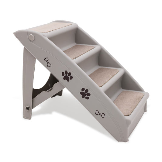 Furtastic - Foldable Pet Stairs in Grey - 50cm Dog Ladder Cat Ramp with Non-Slip Mat for Indoor and Outdoor Use