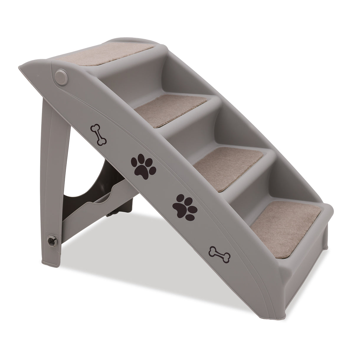 Furtastic - Foldable Pet Stairs in Grey - 50cm Dog Ladder Cat Ramp with Non-Slip Mat for Indoor and Outdoor Use