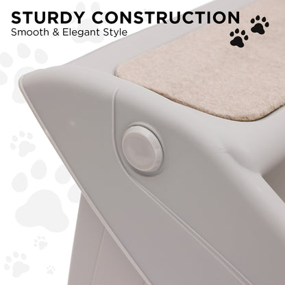 Furtastic - Foldable Pet Stairs in Grey - 50cm Dog Ladder Cat Ramp with Non-Slip Mat for Indoor and Outdoor Use