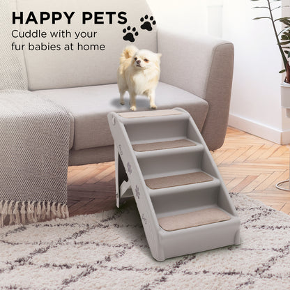 Furtastic - Foldable Pet Stairs in Grey - 50cm Dog Ladder Cat Ramp with Non-Slip Mat for Indoor and Outdoor Use