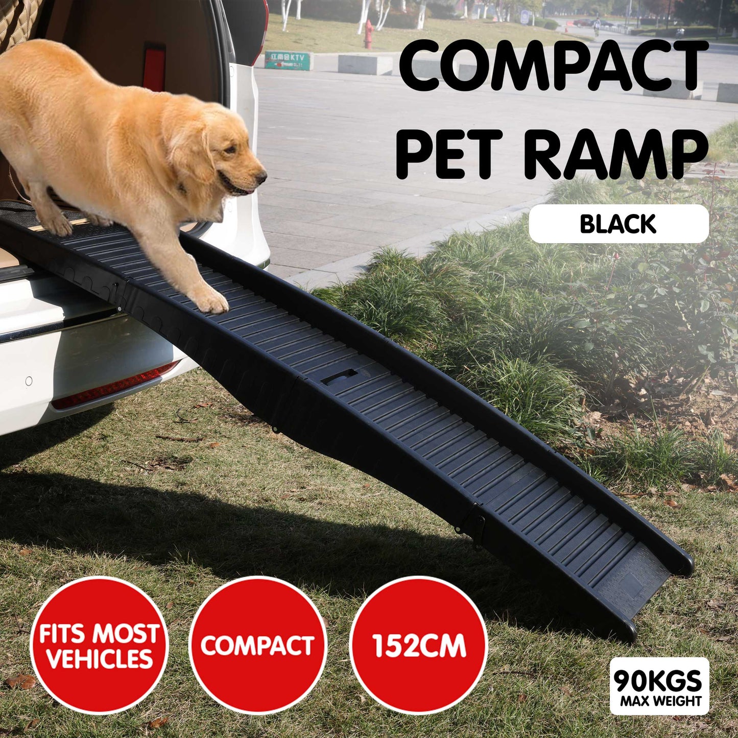 Furtastic - 152cm Portable Dog Pet Ramp - Black