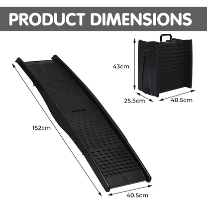 Furtastic - 152cm Portable Dog Pet Ramp - Black