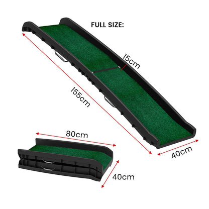 Furtastic - Foldable Plastic Dog Ramp with Synthetic Grass