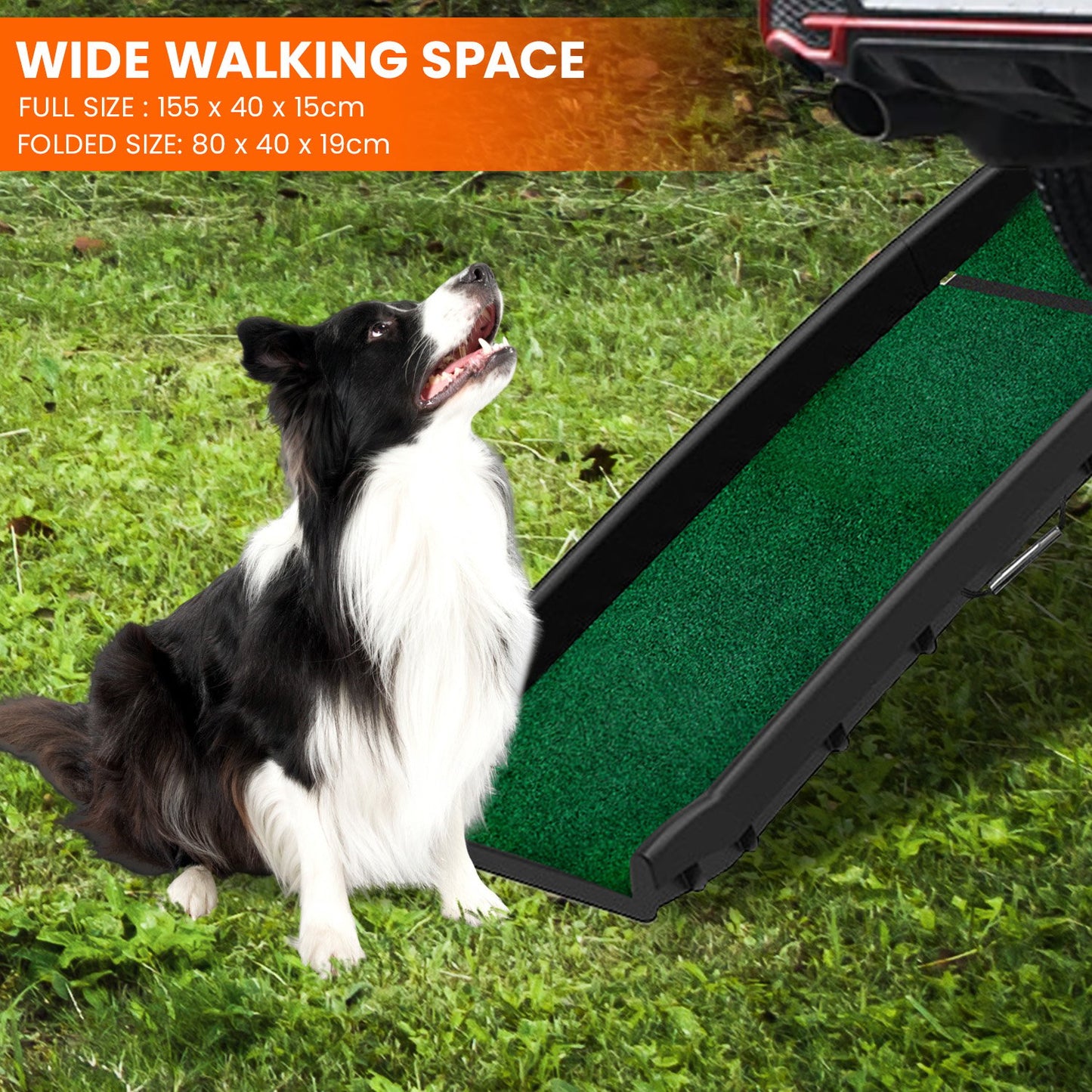 Furtastic - Foldable Plastic Dog Ramp with Synthetic Grass