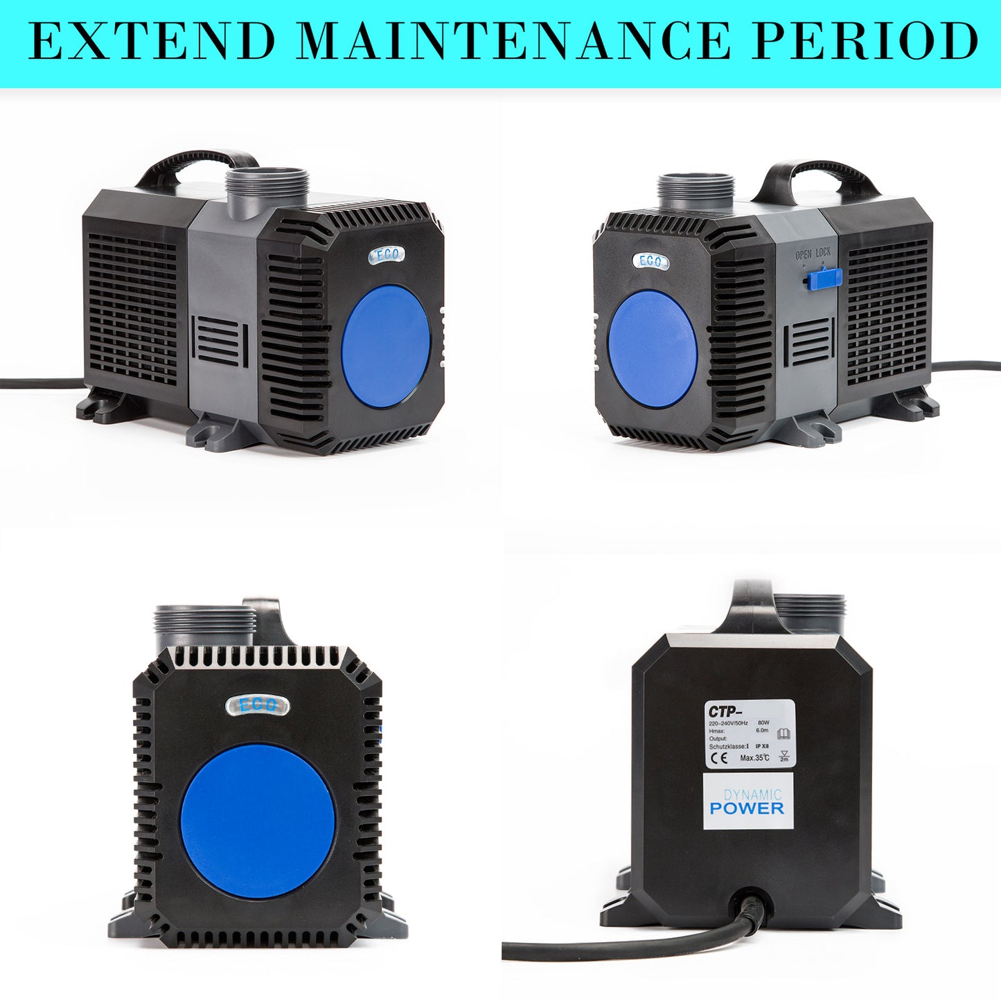 Dynamic Power - Aquarium Submersible Pond Water Pump 10000L/H