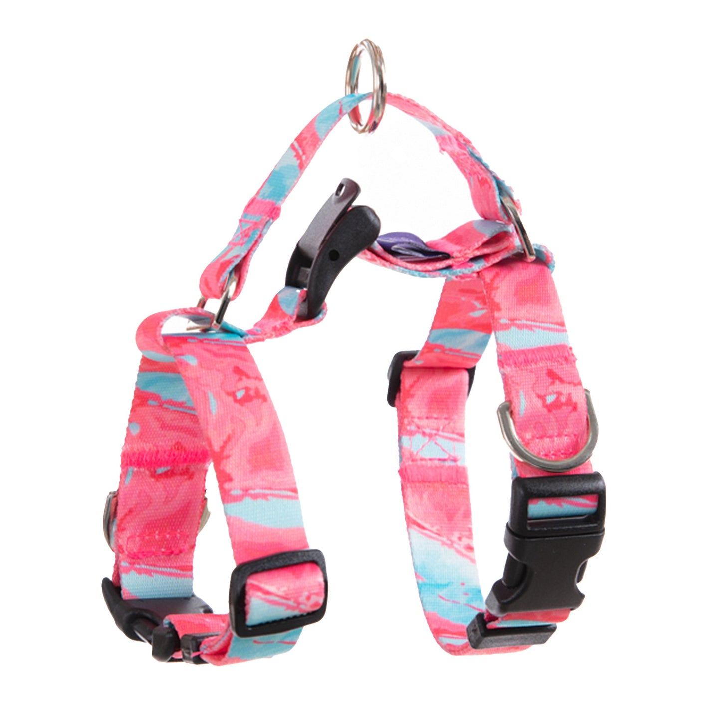 Banhamsisun Dog Double-Lined Straps Harness and Lead Set Leash Adjustable No Pull - Marble Pink L