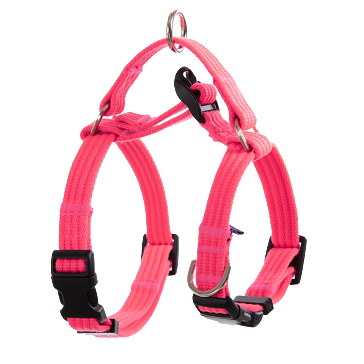 Banhamsisun Dog Double-Lined Straps Harness and Lead Set Leash Adjustable No Pull - Neon Carol-Pink L