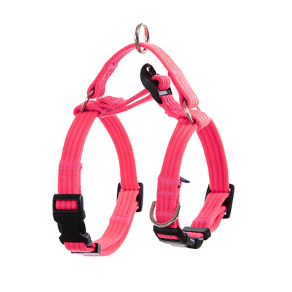 Banhamsisun Dog Double-Lined Straps Harness and Lead Set Leash Adjustable No Pull - Neon Carol-Pink M