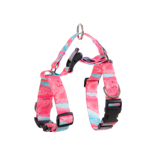 Banhamsisun Dog Double-Lined Straps Harness and Lead Set Leash Adjustable No Pull - Marble Pink S