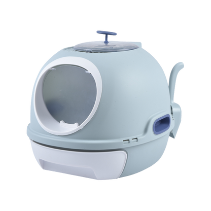 YES4PETS Hooded Cat Toilet Litter Box Tray House With Drawer & Scoop Blue