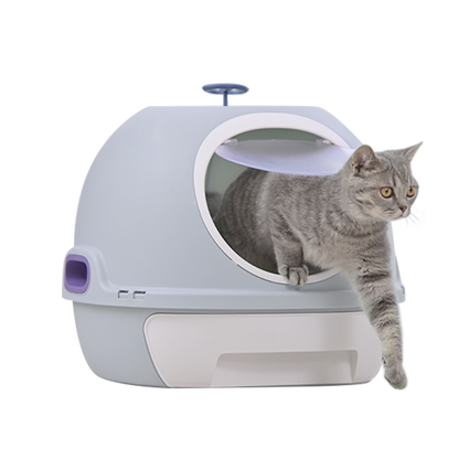 YES4PETS Hooded Cat Toilet Litter Box Tray House With Drawer & Scoop Blue