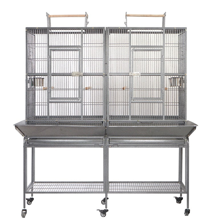 YES4PETS XL 184 cm Bird Cage Pet Parrot Aviary with Perch, Castor Wheels, and Removable Divider