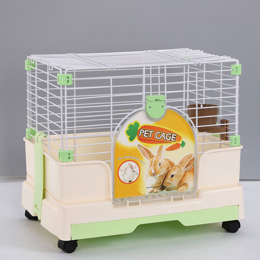 YES4PETS Small Green Pet Rabbit Cage Guinea Pig Crate Kennel With Potty Tray And Wheels