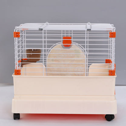 YES4PETS Small Orange Pet Rabbit Cage Guinea Pig Crate With Potty Tray and Wheels