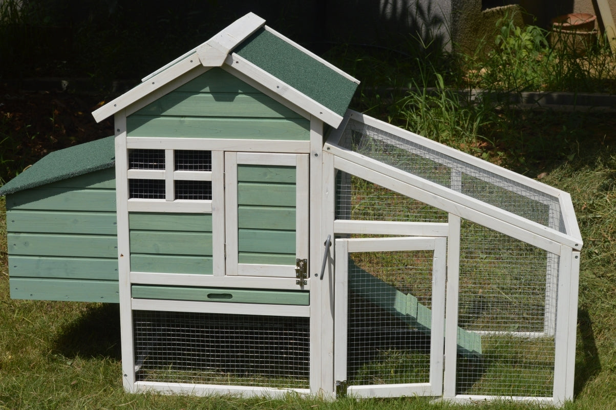 YES4PETS Green Small Chicken coop with nesting box for 2 Chickens / Rabbit Hutch