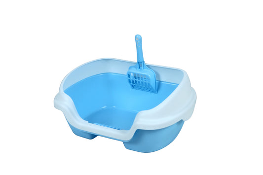 YES4PETS Small Portable Cat Rabbit Toilet Litter Box Tray with Scoop Blue