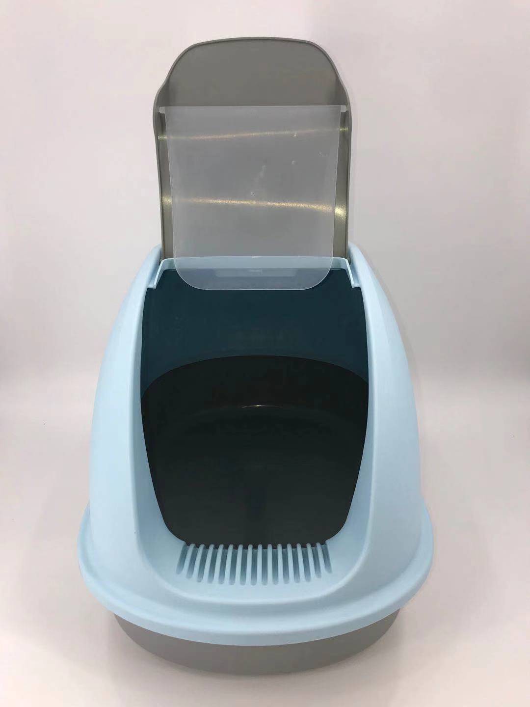 YES4PETS XL Portable Hooded Cat Toilet Litter Box Tray House w Charcoal Filter and Scoop - Blue