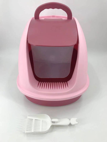 YES4PETS XL Portable Hooded Cat Toilet Litter Box Tray House with Charcoal Filter and Scoop - Pink