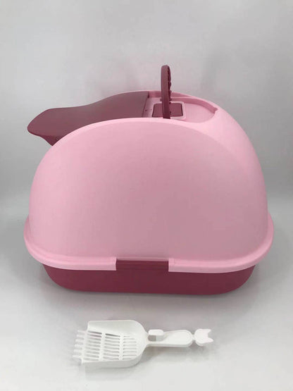 YES4PETS XL Portable Hooded Cat Toilet Litter Box Tray House with Charcoal Filter and Scoop - Pink