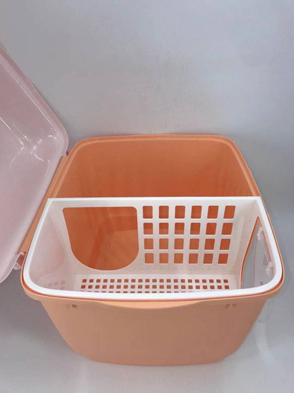 YES4PETS XL Portable Hooded Cat Toilet Litter Box Tray House with Handle and Scoop - Brown