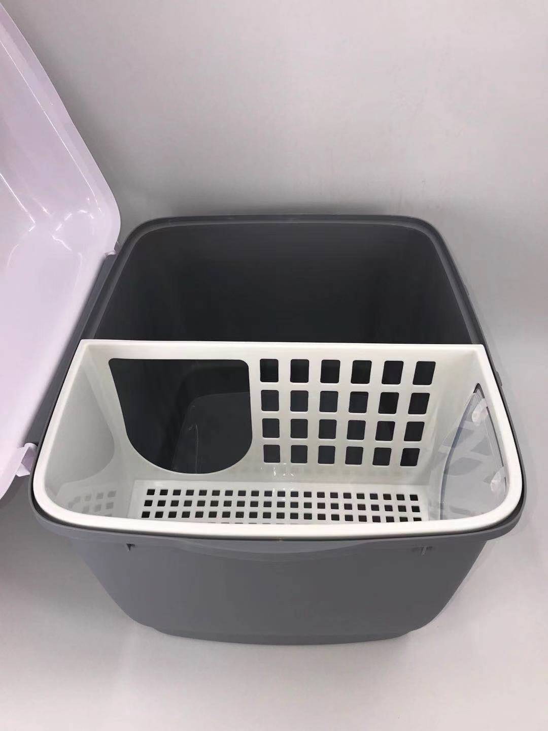 YES4PETS XL Portable Hooded Cat Toilet Litter Box Tray House with Handle and Scoop - Grey