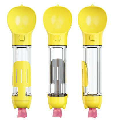 4-in-1 Portable Pet Dog Puppy Cat Drinking Mug Water Feeder Bottle Valve Travel Bottle - Yellow