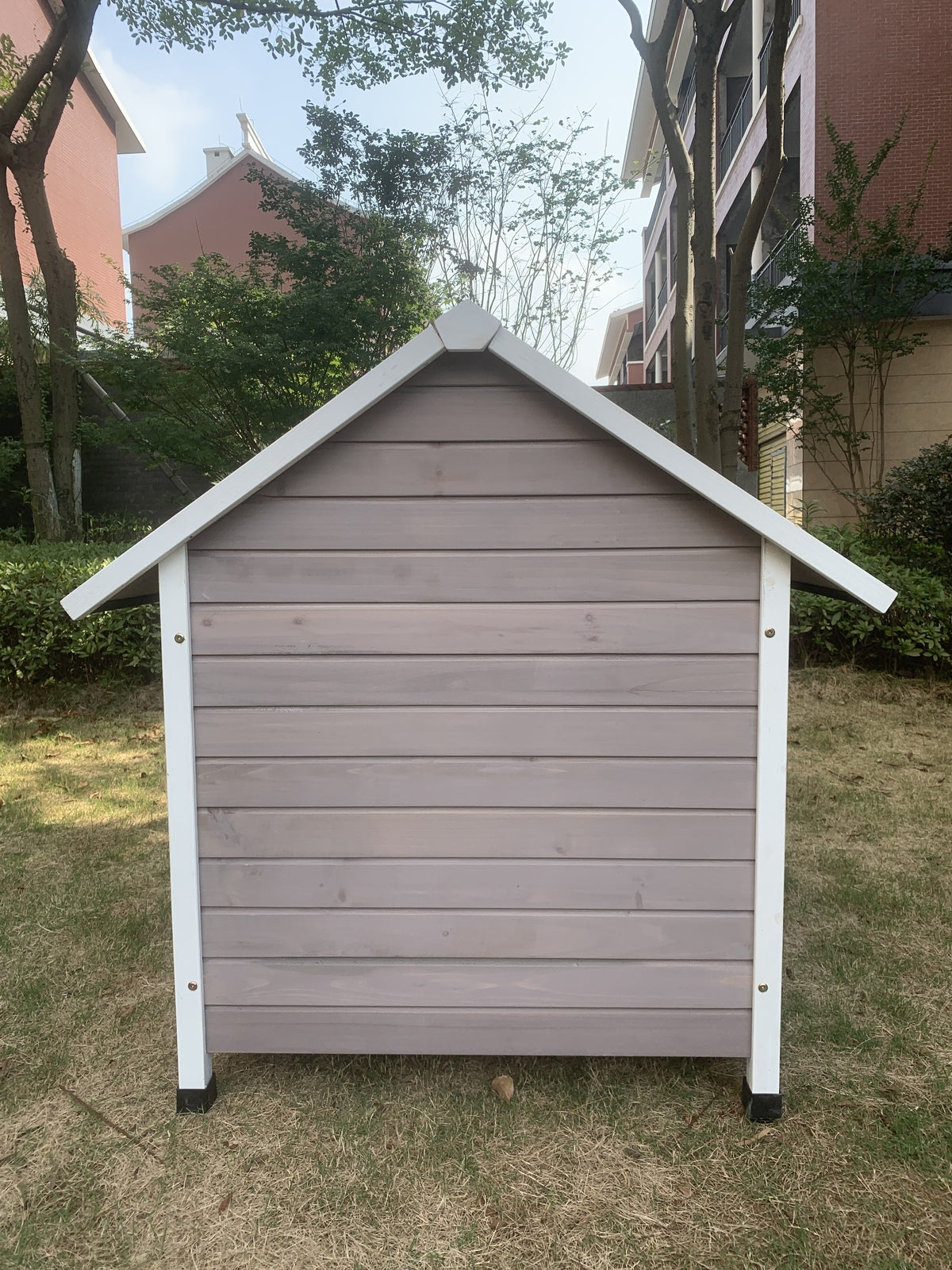 YES4PETS XL Timber Pet Dog Kennel House Puppy Wooden Timber Cabin With Door - Grey