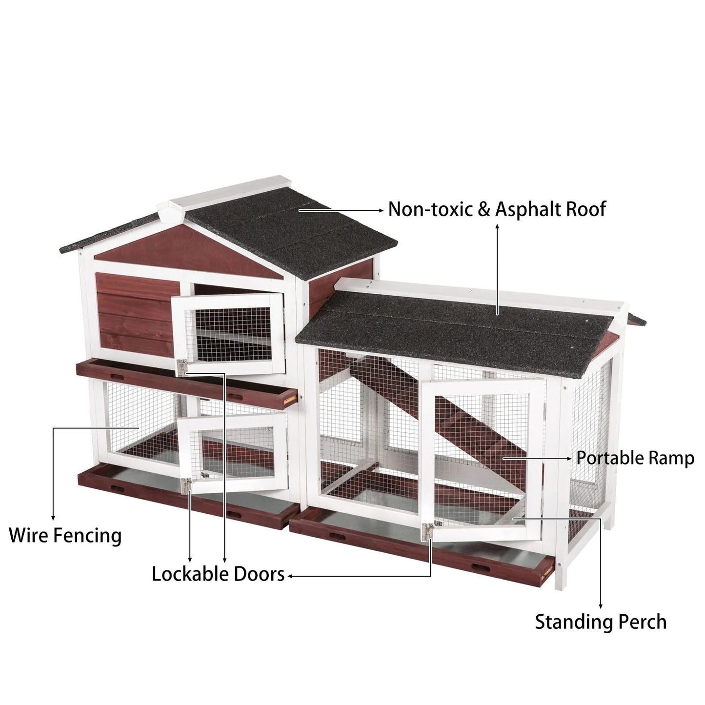 YES4PETS Double Storey Large Rabbit Hutch Guinea Pig Cat Cage , Ferret Cage With Pull Out Tray