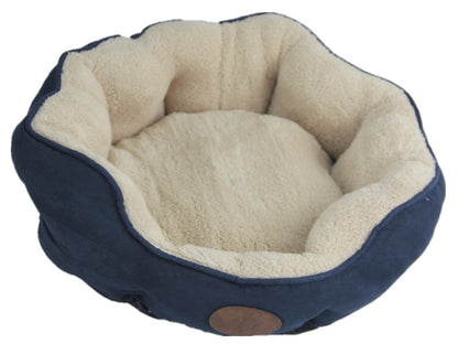 YES4PETS Washable Blue / Grey Fleece Soft Pet Dog Cat Bed - Medium