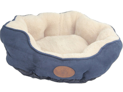 YES4PETS Washable Blue / Grey Fleece Soft Pet Dog Cat Bed - Medium