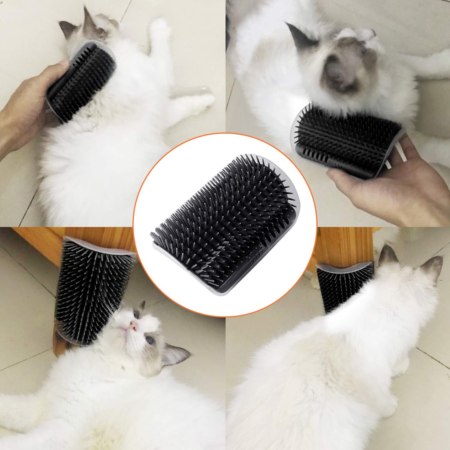 Cat Self Groomer Catnip  Dog Cat Toy Corner Groomer Wall Corner Scratcher Comb Grooming Massage Brush - Black